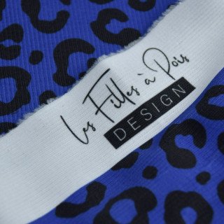 Tissu jersey cote - Léopard - "Contrastes" - Bleu cobalt et noir - Les Filles à Pois Les Filles à Pois - Design ® - Mercerie et 