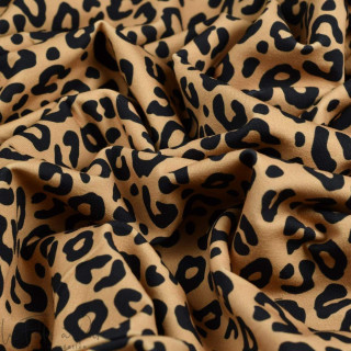 Tissu french terry motif léopard "Contrastes" - Camel et noir - Les Filles à Pois Les Filles à Pois - Design ® - Mercerie et Tis