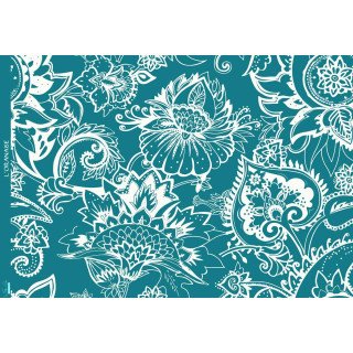 Tejido de rizo paisley "L'Oranaise" - Pétrole - Les Filles à Pois Les Filles à Pois - Design ® - Mercerie et Tissus - 1